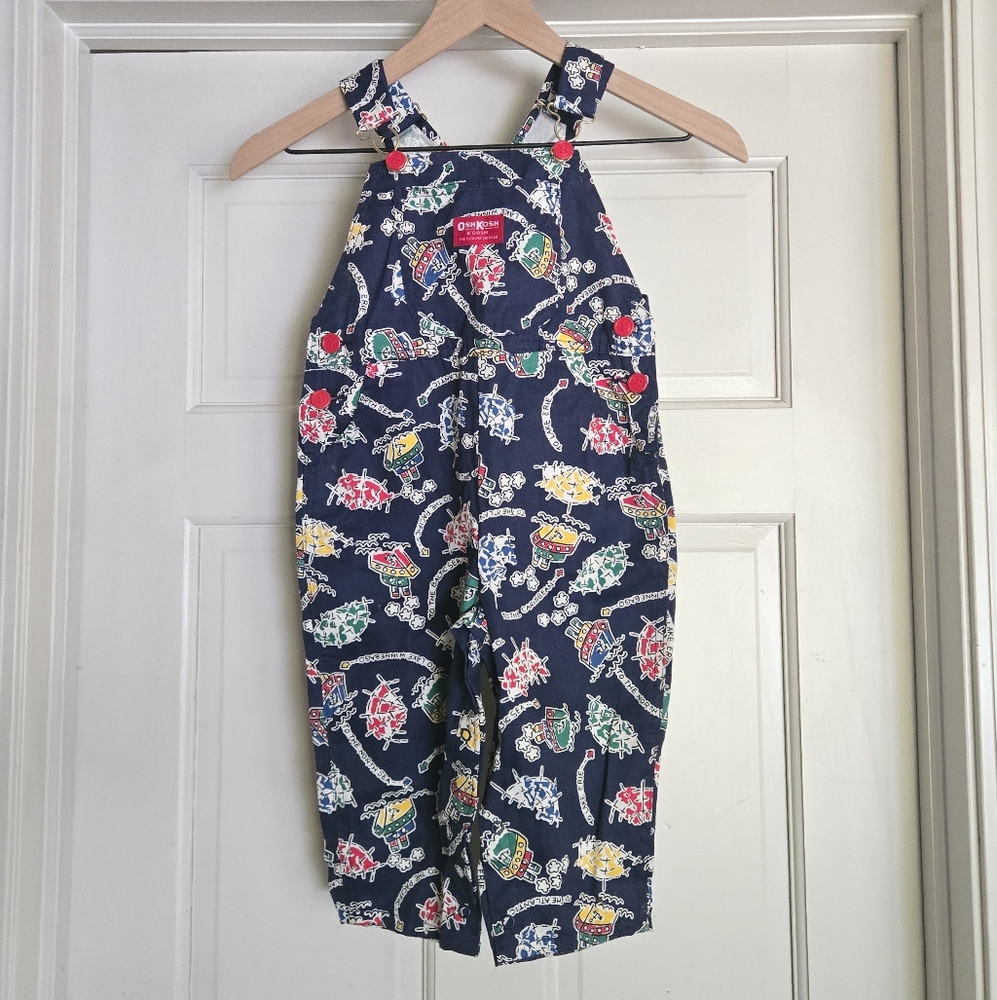 OshKosh B'gosh Vintage Lake Ocean Nautical Overalls 3T